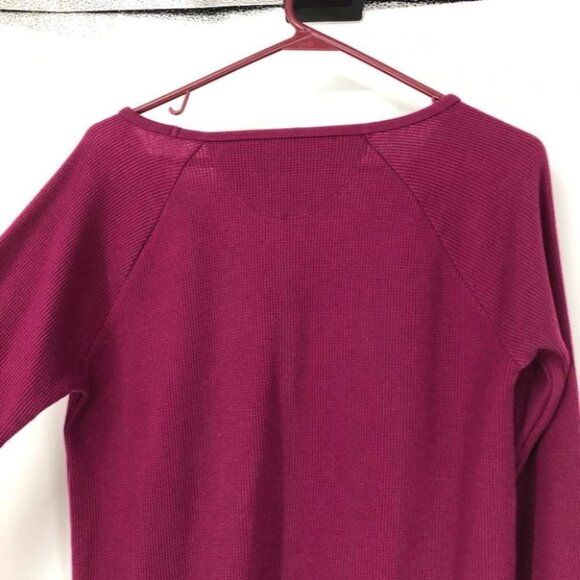 Roots hot pink waffle knit Henley long sleeve t-shirt small - Picture 4 of 11